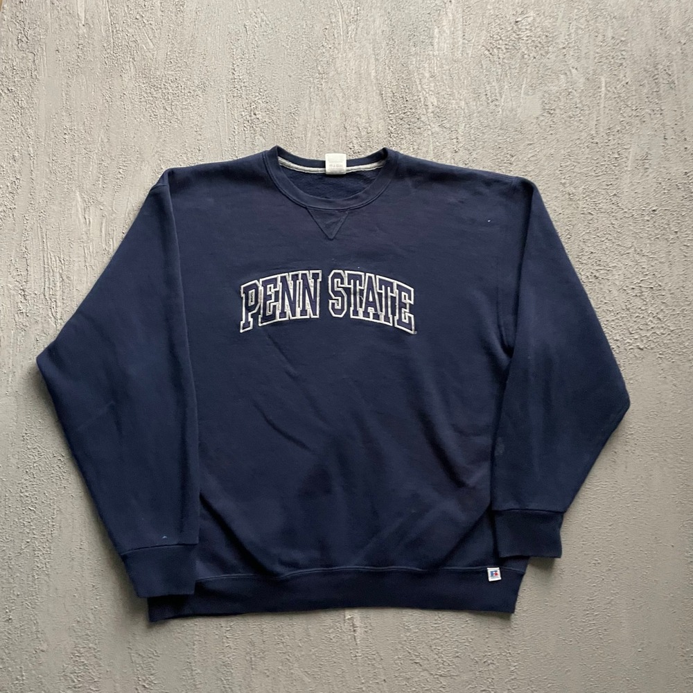 Vintage Penn State Embroidered Sweatshirt Mens XXL Navy 90s Russell Athletic
